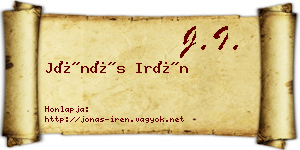 Jónás Irén névjegykártya